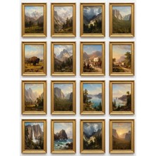 Dekorif Albert Bierstadt Tabloları 16'lı Sticker Seti Laptop Defter Ajanda Etiketi