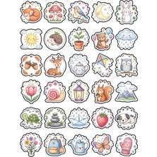 Dekorif 30 Adet Sevimli Pastel Orman Sticker Seti - Laptop Defter Ajanda Valiz Için