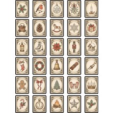 Dekorif 30 Adet Vintage Yılbaşı Pulu Sticker Seti - Ajanda Defter Scrapbook Için Estetik Paket