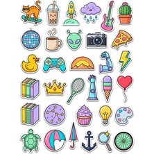 Dekorif 30 Adet Pop Art Karakter Sticker Seti - Laptop Defter Su Matarası Için