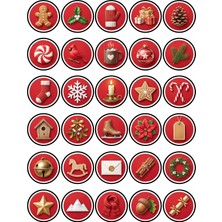 Dekorif 30 Adet Nostaljik Kış Temalı Sticker Seti - Laptop Defter Ajanda Scrapbook Için