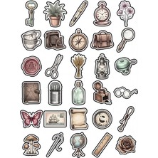 Dekorif 30 Adet Vintage Antika Objeler Sticker Seti - Ajanda Defter Scrapbook