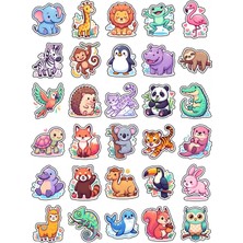 Dekorif 30 Adet Safari Hayvanı Sticker Seti - Laptop Defter Telefon Için