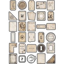 Dekorif 30 Adet Vintage Paris Bilet Etiket Sticker Seti - Ajanda Scrapbook Defter Için