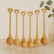 Cotton Soft Bambu Ahşap Çay Kaşığı Seti 6'lı (Yuvarlak & Kalp Saplı)