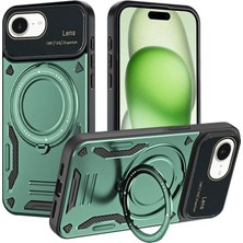 Dorasan Apple iPhone 16E Kılıf Joy Lens Standlı Kapak - Koyu Yeşil