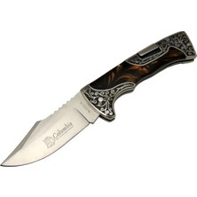 Cotton Soft B3157B Işlemeli Kamp Çakı 22 cm - Kahverengi Sedef Saplı, Manuel Açılma