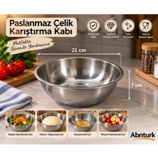 Abnturk 21X7CM Paslanmaz Çelik Mutfak Karıştırma Kasesi-Hamur Salata Çırpma Yoğurma Için Çok Amaçlı Hazırlık Kabı Çelik Leğen