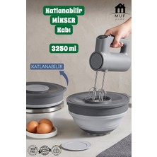 Muf Home Katlanabilir Sıçratmaz Kapaklı Mikser Kabı - Büyük Boy Çırpma ve Karıştırma Kabı - Katlanabilir Hamur Yoğurma Kabı 3250ML Bpa Içermez