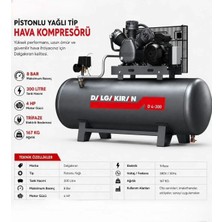 Dalgakıran D 4-300 Trifaze 300 Litre 8 Bar 4 Hp Pistonlu Yağlı Hava Kompresörü 300 Litre