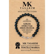 Mk Tasarım Gerçek Onıks Taşı Erkek Bileklik MK.8000.010 - Rahatlık-Dinginlik-Enerji- Stres Bilekliği-Renkleri Boya Değildir -Kendi Rengidir