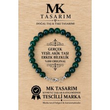 MK Tasarım Gerçek Yeşil Akik Taşı Erkek Bileklik MK.8000.013- Rahatlık-Dinginlik-Enerji- Stres Bilekliği-Renkleri Boya Değildir -Kendi Rengidir
