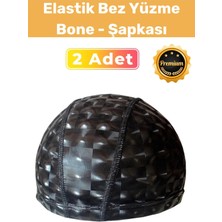 Floranova Premium Kalite Su Geçirmez Konfor Yüzücü Havuz Deniz Bonesi Elastik Bez Yüzme Şapkası Siyah 2'li Set