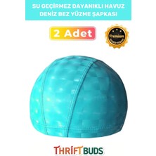 Floranova Özel Üretim Su Geçirmez Yüzücü Havuz Deniz Bonesi Dayanıklı Elastik Esnek Bez Yüzme Şapkası 2'li Set