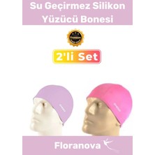 Floranova Deluxe Su Geçirmez Silikon Rahat Yüzücü Havuz Deniz Bonesi Elastik Yüzme Şapkası 2'li Set