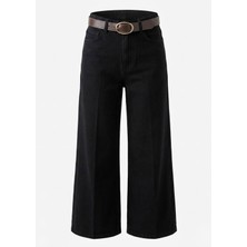 Magarde Premium Kemerli Flare Jean- Siyah