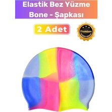 Floranova Premium Kalite Su Geçirmez Kaymaz Yüzücü Havuz Deniz Bonesi Elastik Silikon Yüzme Şapkası 2'li Set