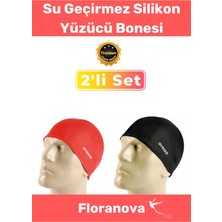 Floranova Deluxe Su Geçirmez Silikon Rahat Yüzücü Havuz Deniz Bonesi Elastik Yüzme Şapkası 2'li Set