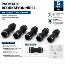 Firetech EPG12-10 Epg Pnömatik Redüksiyon Nipel 12 mm - 10 mm Düşürücü Yükseltici (5 Adet)