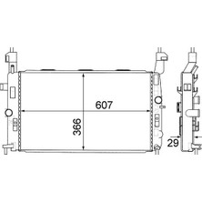 Mahle CR1498000S Motor Su Radyatörü Opel Meriva 1.4 16V Z14XEP 1.6 16V Z16XE-Z16SE 1.8 16V Z18XE (Ac+Klimasiz+Mek) (607X366X29) 13128930-1300253-13130015-1300252