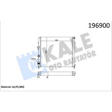 Kale 0534351AB Motor Su Radyatörü Renault Kangoo 97> 1.9d (Klimasiz+Mek) (479X442X34) (1 Sira Alb Sistem) 8200747214-7701352898-7700312858