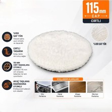 Kayamax KY1151 Pasta Cila Polisaj Cırtlı Kuzu Postu Yünü Pedi 115 mm Polisaj Süngeri 1 Adet