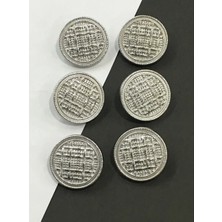6 Adet 23 Mm (2.3 Cm) Hasır Desenli Gümüş Renk Trençkot Ve Blazer Ceket Düğmesi