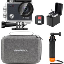 Akaso Aksiyon Kamerası 4K30FPS, Yüzer Saplı ve Çantalı Sualtı Kamerası Wifi 40M Eıs Sarsıntı Önleyici Aksiyon Kamerası 4x Yakınlaştırma, Dokunmatik Ekran, Uzaktan Kumanda, Spor Kamerası Su Geçirmez Mu