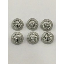 6 Adet 22 Mm (2.2 Cm) Aslan Desenli Gümüş Renk Trençkot Ve Blazer Ceket Düğmesi