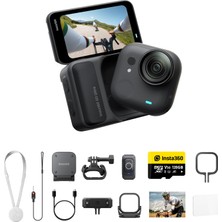 INSTA360 Go Ultra Premium Bisiklet Paketi Gece Siyahı - Eller Serbest 4K Mini Kamera, Hafif ve Mobil, Düşük Işıkta Harika, Her Yere Takılabilir, Flowstate Sabitleme, 200 Dakika Pil, 10 M Su Geçirmez