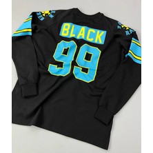 Black 99 Baskılı Siyah Oversize Uzun Kollu Erkek Sweatshirt