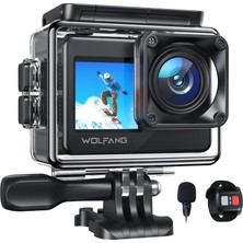 Wolfang GA120 Aksiyon Kamerası 4K 20MP Wifi, Sualtı Kamerası 40M Su Geçirmez Kamera, Eıs Görüntü Sabitleme Özelliğine Sahip 170° Geniş Açılı Çift Ekranlı Vlog Kamerası, Kask Montajı Aksesuar Kitleri