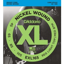 Daddarıo EXL165 Bass Gitar Tel Seti, Xl, 45-105, Long Scale, Nıckel