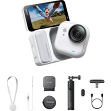 INSTA360 Go Ultra Vlogger Paketi Polar Beyaz - Eller Serbest 4K Mini Kamera, Hafif ve Mobil, Düşük Işıkta Harika, Her Yere Takılabilir, Flowstate Sabitleme, 200 Dakika Pil, 10 M Su Geçirmez, Bisiklet