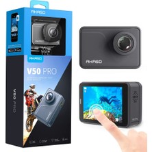 Akaso Aksiyon Kamerası 4K 30FPS Aksiyon Kamerası 20MP Wifi Dokunmatik Ekranlı Eıs 40M Ses Kontrollü Sualtı Kamerası Uzaktan Kumanda Aksesuar Seti Spor Kamerası (V50 Pro)
