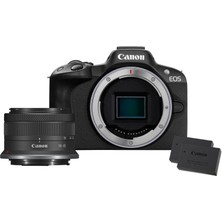 Canon Eos R50 Sistem Kamerası + Rf-S 18-45MM, Stm Objektif + 2x Pil (Ek Pil Kiti) - Aynasız Kamera (Otomatik Odaklamalı Dijital Kamera + Insanların Gözleri, Hayvanlar, Araçlar Için Konu Tanıma)