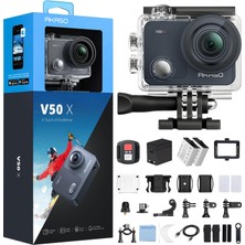 Akaso Action Cam 4K30FPS Sualtı Kamerası Wifi 40M Eıs Sarsıntı Önleyici Aksiyon Kamerası 4x Yakınlaştırma, Dokunmatik Ekran, Uzaktan Kumanda, Spor Kamerası Su Geçirmez Muhafaza, Kask Aksesuar Seti V50
