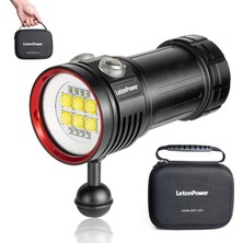 Letonpower L24 Su Altı Video Işığı 12000 Lümen - 6500K, Crı 90, Usb-C Şarj Edilebilir, Tüplü Dalış ve Su Altı Fotoğrafçılığı Için 100 Metreye Kadar Suya Dayanıklı