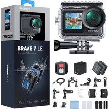 Akaso Brave 7 Le Action Cam 4K30FPS 20MP, 128GB U3 Hafıza Kartlı Sualtı Kamerası Ipx7 Su Geçirmez Eıs 2.0 Kamera Dokunmatik Ekran Çift Ekran Spor Kamerası 40M Wifi
