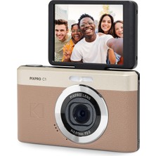 Kodak Pixpro C1 - Ultra Kompakt Dijital Fotoğraf Makinesi | 13 Mp Bsı Cmos, 4x Yakınlaştırma, 7,1 cm LCD Ekran, LED Flaş - Marron