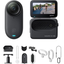 INSTA360 Go 3s Bisiklet Multiview Paketi 128 GB Siyah - Taşınabilir 4K Mini Kamera, Eller Serbest Pov'ler, Her Yere Takma, Sabitleme, 140 Dakikalık Pil, 10 M Su Geçirmez, Yapay Zeka Düzenleme, Apple F