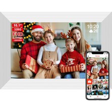 Qcrea Dijital Fotoğraf Çerçevesi Wifi, 10,1 Inç Frameo Dijital Fotoğraf Çerçevesi, 1280X800 IPS Dokunmatik Ekran, 32 GB Belleğe Sahip Elektronik Fotoğraf Çerçevesi, Otomatik Döndürme, Duvara Monte Edi