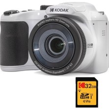 Kodak Pixpro Astro Zoom AZ255 + Sd Hafıza Kartı 32GB - Dijital Köprü Kamera 16MP, 25X Zoom, Video Hd 1080P, Geniş Açı 24MM, LCD Ekran 3, Aa Pil - Beyaz