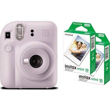 Fujifilm Instax Mini 12 Instant Kamera Mor + 2'li Paket Film