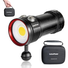 Letonpower L12 Su Altı Video Işığı 8000 Lümen - 6000K, Crı 90, Usb-C Şarj Edilebilir, Tüplü Dalış ve Su Altı Fotoğrafçılığı Için 100 Metreye Kadar Suya Dayanıklı