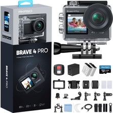Akaso Aksiyon Kamerası 4K30FPS 20MP Wifi 40M Sualtı Kamerası Ultra Hd Dokunmatik Ekran 170 ° Ayarlanabilir Geniş Açı, Buz Stabilizasyonu, 5x Zoom, 2.4g Uzaktan ve 64GB Hafıza Kartlı 2 Pil 1350MAH