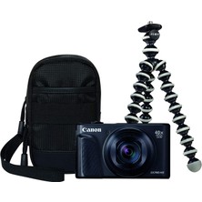 Canon Powershot SX740 Hs Kamera Seyahat Kiti Seyahat Çantası + Gorillapod Tripod (20.3 Mp, 40X Optik Zoom, 7.5 cm Lcd, Dıgıc 8 Işlemci, 4K UHD Video, Wlan, Bluetooth, Araba Transferi), Siyah