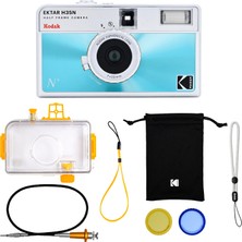 Kodak Ektar H35N Yarım Format Film Kamera 35MM Yeniden Kullanılabilir Ampul Fonksiyonlu Yıldız Filtre Kaplamalı Objektif (Mavi Camlı Premium Set)