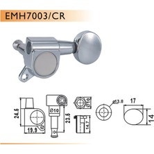 Valencia Valencıa EMH7003CRR6 Elektro Gitar Burgusu, 6'lı Set, Sağ, Krom, Yuvarlak