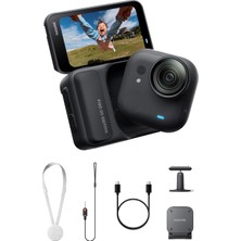 INSTA360 Go Ultra Olmazsa Olmaz Paket Gece Siyahı - Eller Serbest 4K Mini Kamera, Hafif ve Mobil, Düşük Işıkta Harika, Her Yere Takılabilir, Flowstate Sabitleme, 10 M Su Geçirmez, Bisiklet ve Koşu Kam